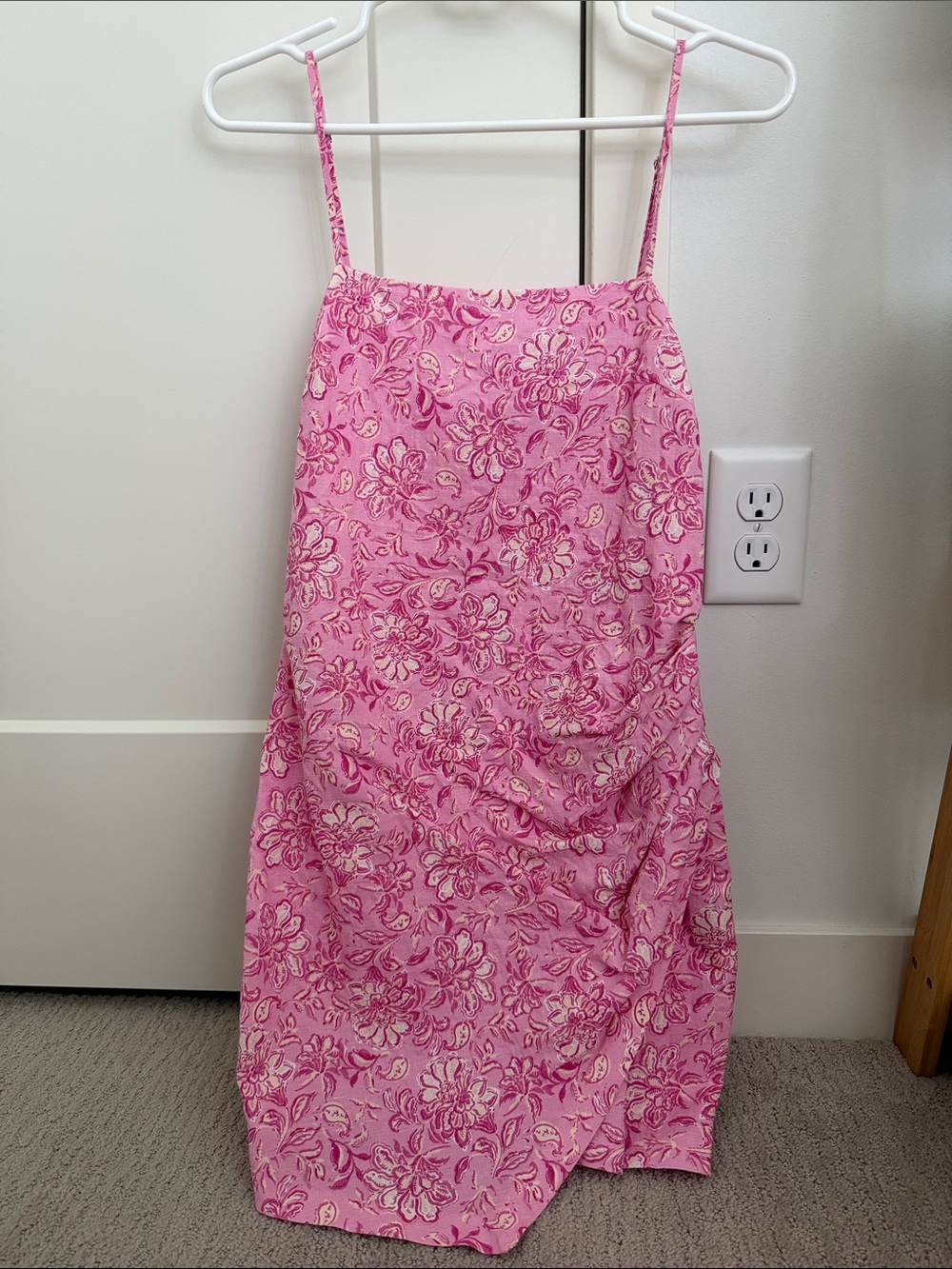 Zara Floral Pink Spaghetti-Strap Dress